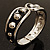 Black Enamel Studded Hinge Bangle Bracelet ( Silver Tone) - 18cm Length - view 15