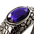 Rhodium Plated Purple Oval Glass Hinged Bangle - 18cm Length - view 4
