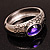 Rhodium Plated Purple Oval Glass Hinged Bangle - 18cm Length - view 12