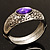 Rhodium Plated Purple Oval Glass Hinged Bangle - 18cm Length - view 13