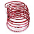 Red Smooth & Textured Glitter Metal Bangles - Set of 10Pcs