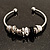 Silver Tone Black Glass & Metal Bead Cuff Bangle - view 7