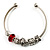 Silver Tone Red Glass & Metal Bead Cuff Bangle - view 5