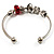 Silver Tone Red Glass & Metal Bead Cuff Bangle - view 4