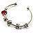 Silver Tone Red Glass & Metal Bead Cuff Bangle - view 7