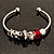 Silver Tone Red Glass & Metal Bead Cuff Bangle - view 3
