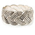 Textured Braided Hinged Bangle Bracelet (Silver Plated ) - view 5