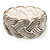 Textured Braided Hinged Bangle Bracelet (Silver Plated ) - view 7