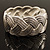 Textured Braided Hinged Bangle Bracelet (Silver Plated )