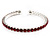 Burgundy Red Crystal Thin Flex Bangle Bracelet (Silver Tone)