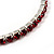 Burgundy Red Crystal Thin Flex Bangle Bracelet (Silver Tone) - view 2
