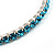 Light Blue Crystal Thin Flex Bangle Bracelet (Silver Tone) - view 2