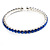 Navy Blue Crystal Thin Flex Bangle Bracelet (Silver Tone)