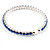 Navy Blue Crystal Thin Flex Bangle Bracelet (Silver Tone) - view 4