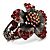 Striking Diamante Flower Hinged Bangle Bracelet ( Burn Silver & Burgundy Red) - view 10