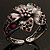 Striking Diamante Flower Hinged Bangle Bracelet ( Burn Silver & Deep Purple) - view 5