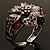 Striking Diamante Flower Hinged Bangle Bracelet ( Burn Silver & Deep Purple) - view 14