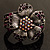 Striking Diamante Flower Hinged Bangle Bracelet ( Burn Silver & Deep Purple) - view 4