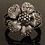 Striking Diamante Flower Hinged Bangle Bracelet ( Burn Silver & Dim Grey) - view 15