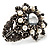 Vintage Imitation Pearl Rose Hinged Bangle Bracelet (Burn Silver) - view 13