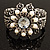 Vintage Imitation Pearl Rose Hinged Bangle Bracelet (Burn Silver) - view 2