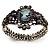 Victorian Style Cameo Diamante Bangle Bracelet (Burn Silver) - view 10