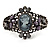 Victorian Style Cameo Diamante Bangle Bracelet (Burn Silver)