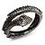 Vintage Crystal Snake Bangle Bracelet (Burn Silver Tone) - view 10