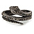 Vintage Crystal Snake Bangle Bracelet (Burn Silver Tone) - view 4