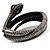 Vintage Crystal Snake Bangle Bracelet (Burn Silver Tone) - view 8