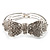 Dazzling Crystal Bow Bangle Bracelet (Silver Tone) - view 5