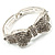 Dazzling Crystal Bow Bangle Bracelet (Silver Tone) - view 3