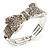 Dazzling Crystal Bow Bangle Bracelet (Silver Tone) - view 2