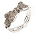 Dazzling Crystal Bow Bangle Bracelet (Silver Tone) - view 6