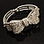 Dazzling Crystal Bow Bangle Bracelet (Silver Tone) - view 8