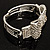 Dazzling Crystal Bow Bangle Bracelet (Silver Tone) - view 4