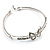 Delicate Crystal Bow Bangle Bracelet (Silver Tone) - view 6