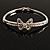 Delicate Crystal Bow Bangle Bracelet (Silver Tone)