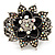 Divine AB Crystal Flower Hinged Bangle Bracelet (Burn Silver) - view 3