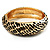 Gold Plated Animal Pattern Hinged Bangle Bracelet (Gold & Black)