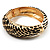 Gold Plated Animal Pattern Hinged Bangle Bracelet (Gold & Black) - view 3