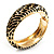 Gold Plated Animal Pattern Hinged Bangle Bracelet (Gold & Black) - view 4