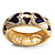 Light Cream & Purple Enamel Crystal Heart Hinged Bangle Bracelet (Gold Tone) - view 11
