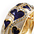 Light Cream & Purple Enamel Crystal Heart Hinged Bangle Bracelet (Gold Tone) - view 6