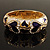Light Cream & Purple Enamel Crystal Heart Hinged Bangle Bracelet (Gold Tone) - view 2