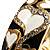 Black & White Enamel Crystal Heart Hinged Bangle Bracelet (Gold Tone) - view 7