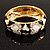 Black & White Enamel Crystal Heart Hinged Bangle Bracelet (Gold Tone) - view 10
