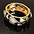 Black & White Enamel Crystal Heart Hinged Bangle Bracelet (Gold Tone) - view 11