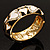 Black & White Enamel Crystal Heart Hinged Bangle Bracelet (Gold Tone) - view 5