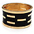 Gold Plated Wide Black Enamel Hinged Bangle Bracelet